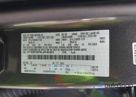 2020 Ford F-150 Xl z USA, uszkodzony, nr VIN 1FTEW1EPXLKF40223